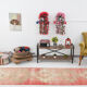 Red & beige vintage runner rug
