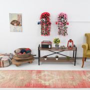 Red & beige vintage runner rug