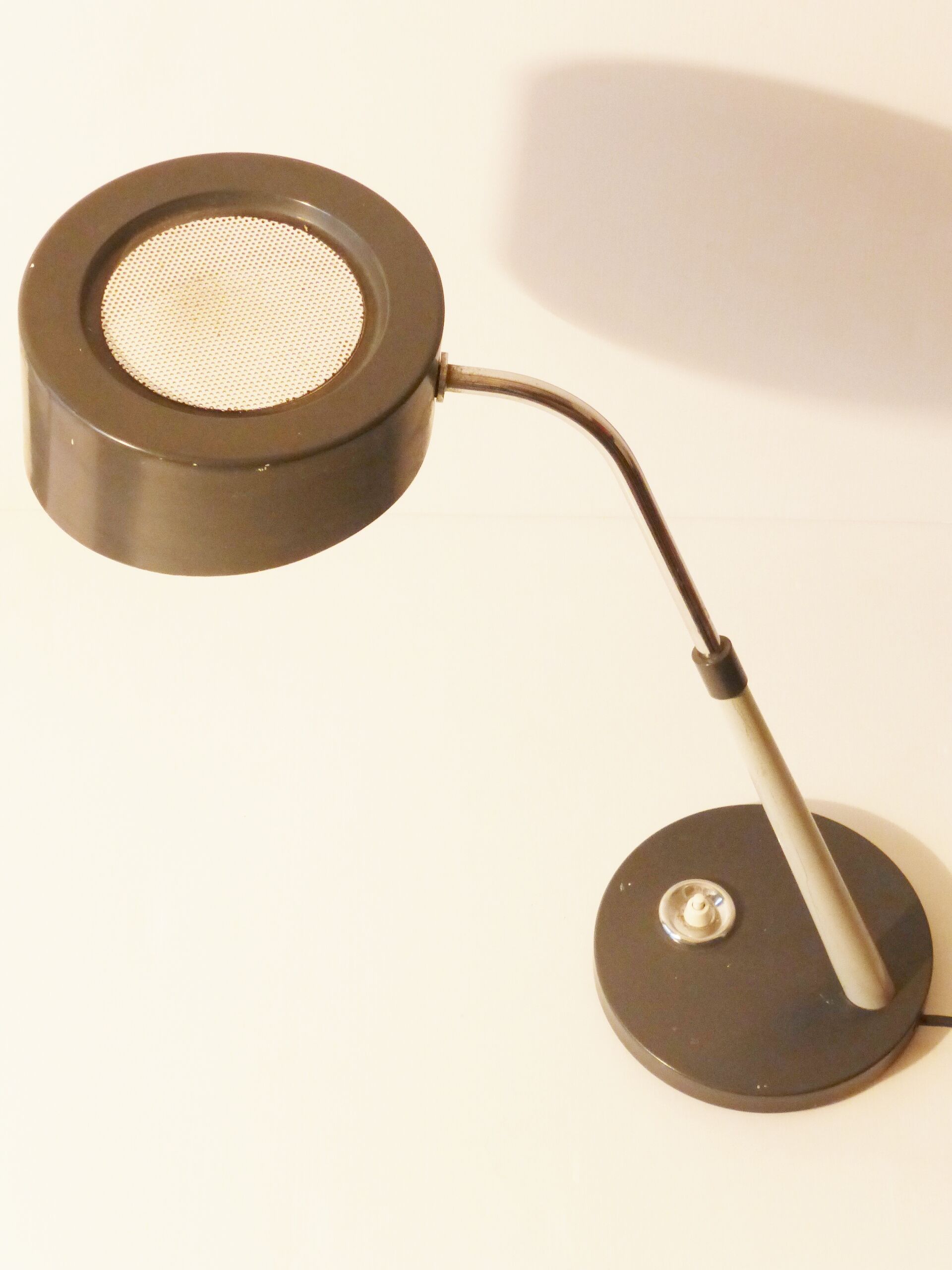 Beautiful desk in grey and perforated plate 1950 vintage 50's rockabilly lamp lamp