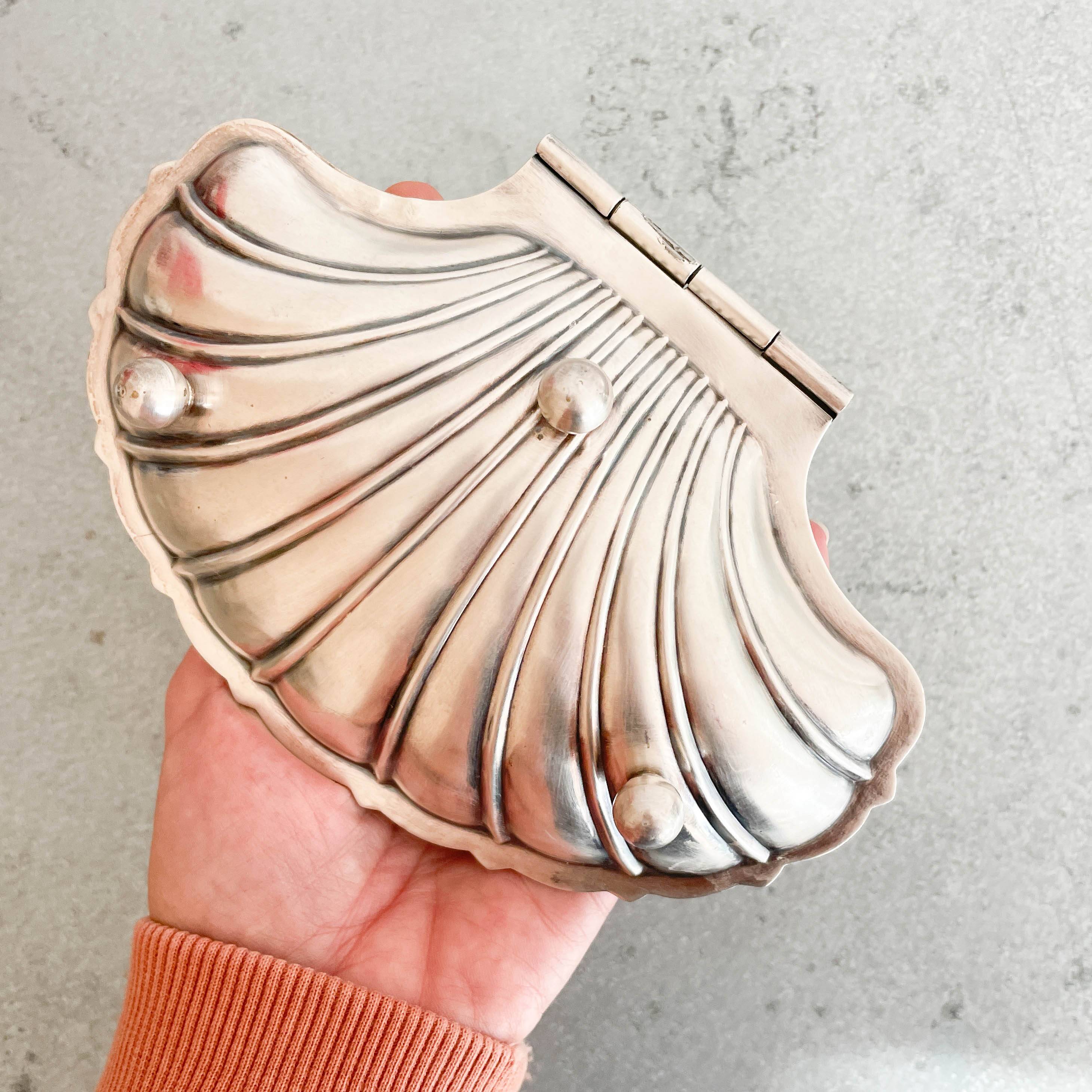 70s chrome metal shell butter dish