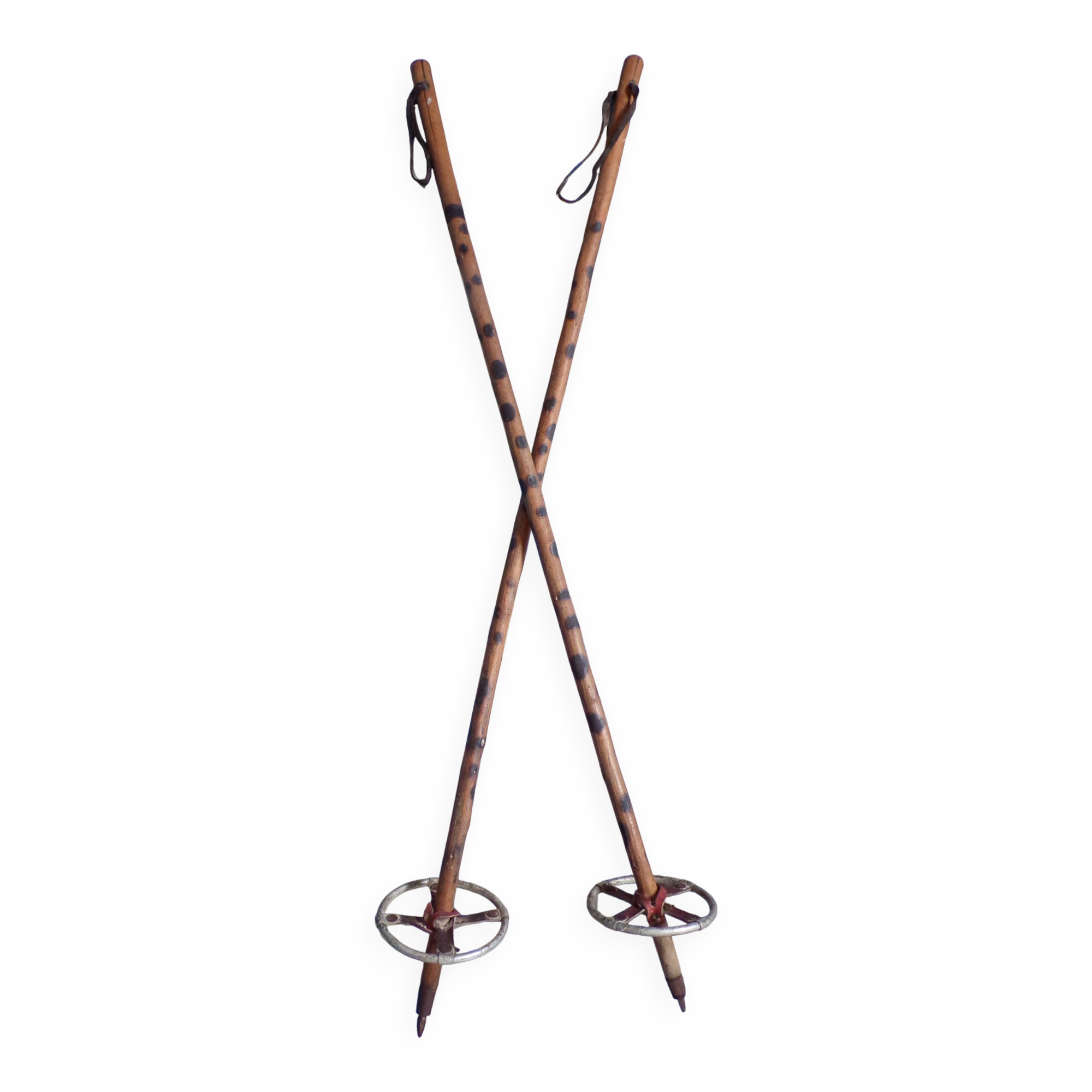 Pair of antique wooden ski poles