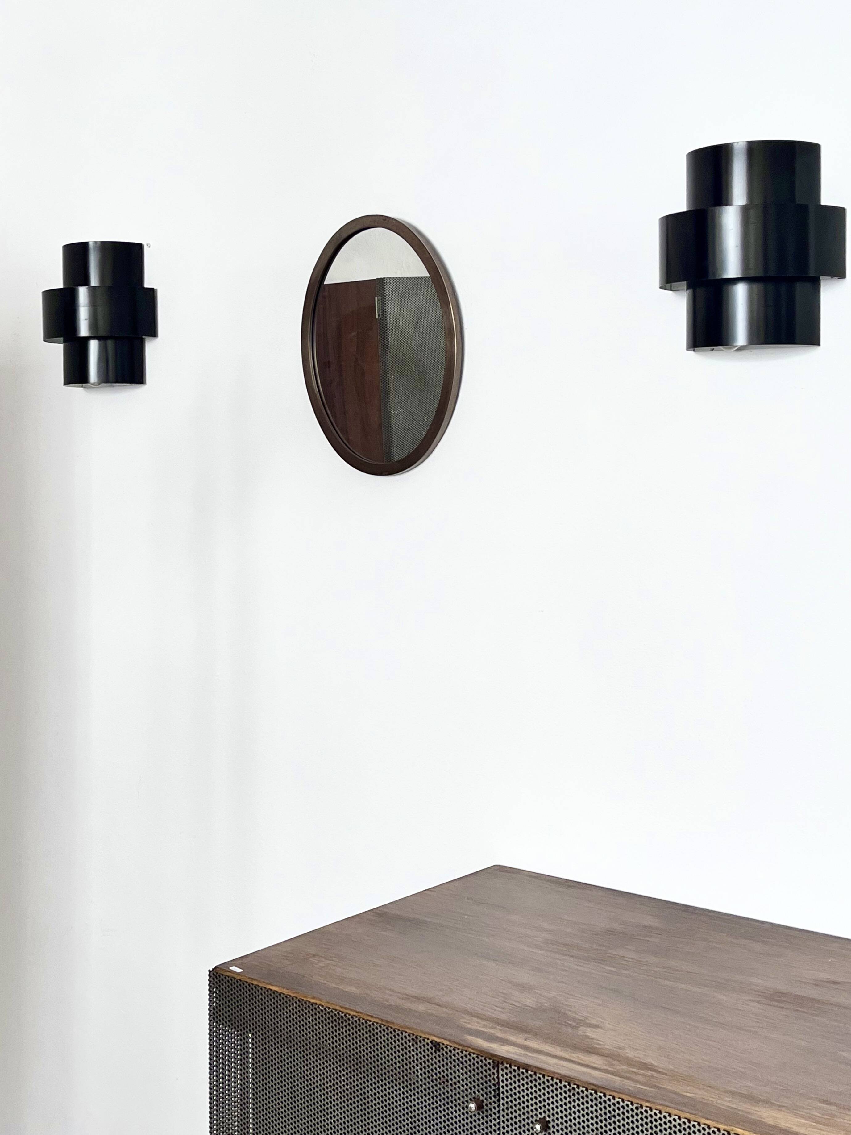 Oval Patinated Bronze Mirror 1950