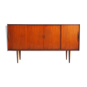 Teak veneer highboard with 4 sliding doors 1960 s