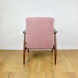 Fauteuil « Lis », années 1970, bouclé rose, design de Henryk Lis