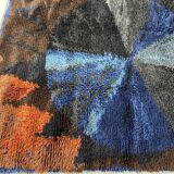 Tapis abstrait scandinave multicolore à poils hauts Rya, Suède, années 1960