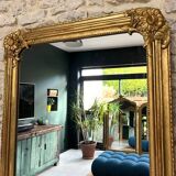 Louis-Philippe mirror gilded with gold leaf, mercury glass, 97.5cm