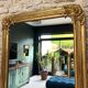 Louis-Philippe mirror gilded with gold leaf, mercury glass, 97.5cm