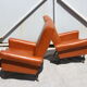 Pair of armchairs in skai, 20th century