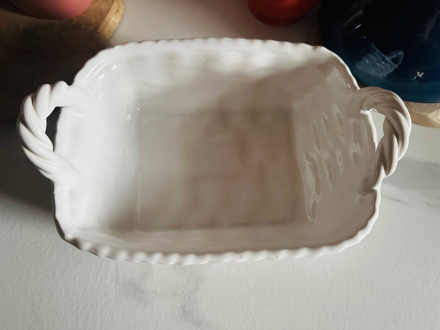White ceramic basket