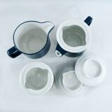 Blue porcelain coffee set - Pyroblan Sarreguemines France - vintage 80s