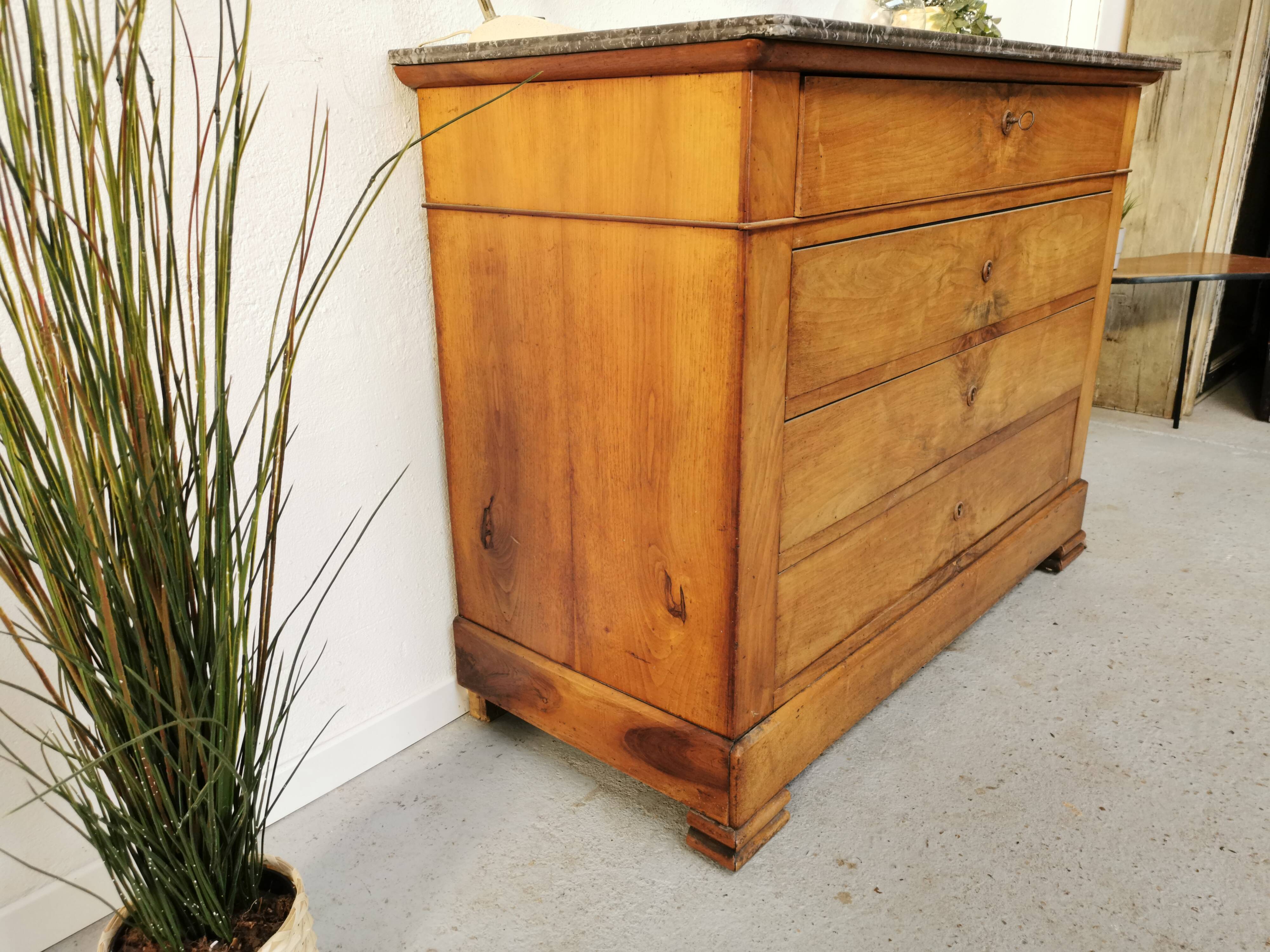 Louis Philippe walnut and marble dresser