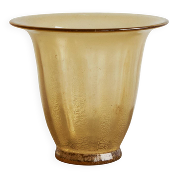 Cracked glass vase in gold by Andries Dirk Copier for Glasfabriek Leerdam