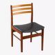 Pair of Scandinavian teak and black leatherette chairs – Denmark 1960