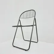 Niels Gammelgaard for Ikea grey wire metal folding chair, 1970s