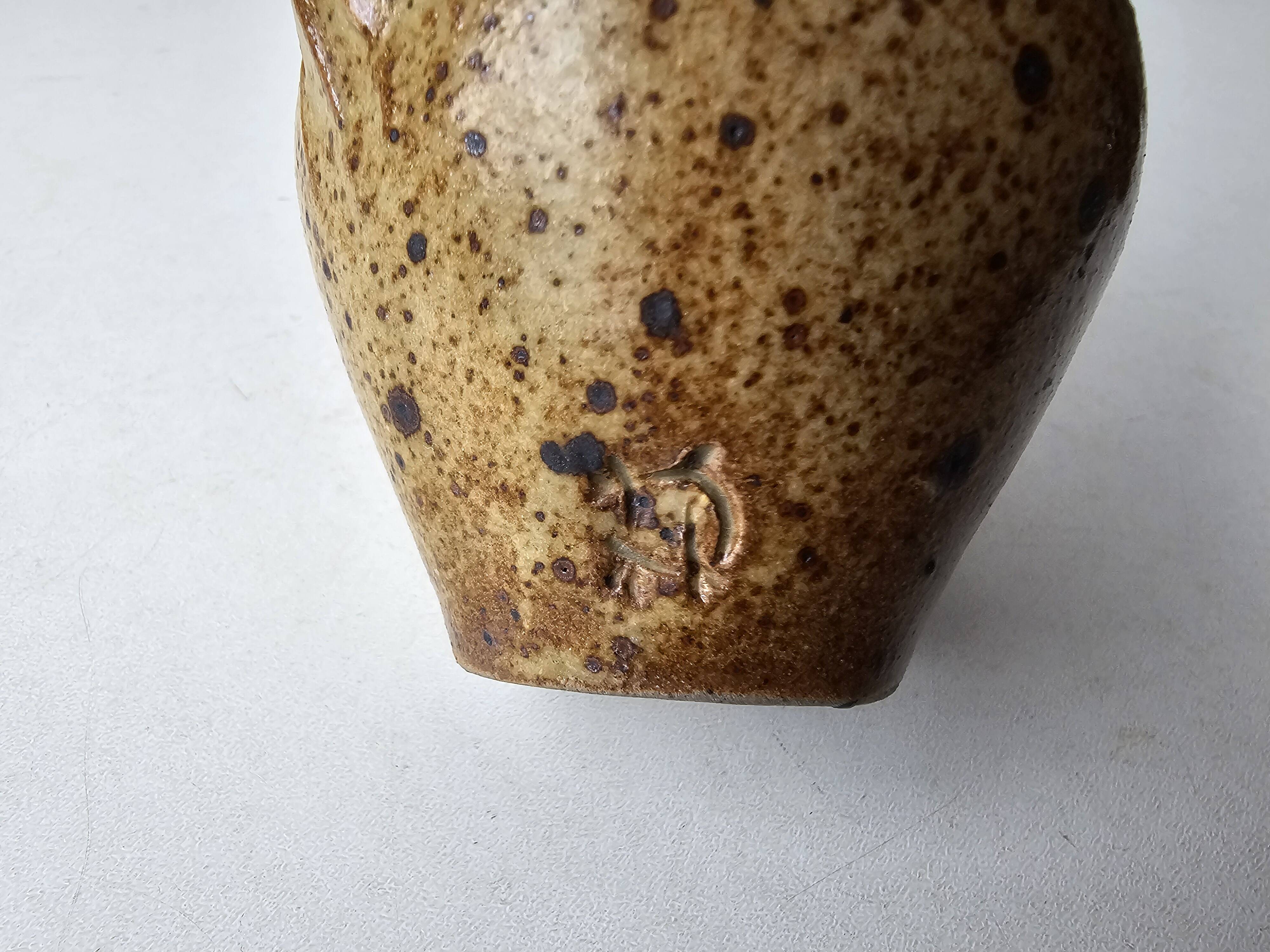 Pyrite stoneware ceramic oil cruet - Signed with pictogram Michel Dumont