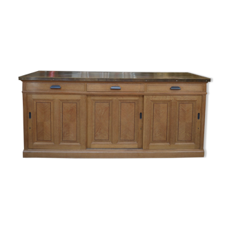 Furniture Counter of France in oak and brass 1900