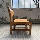 Elm and leather armchair Maison Regain