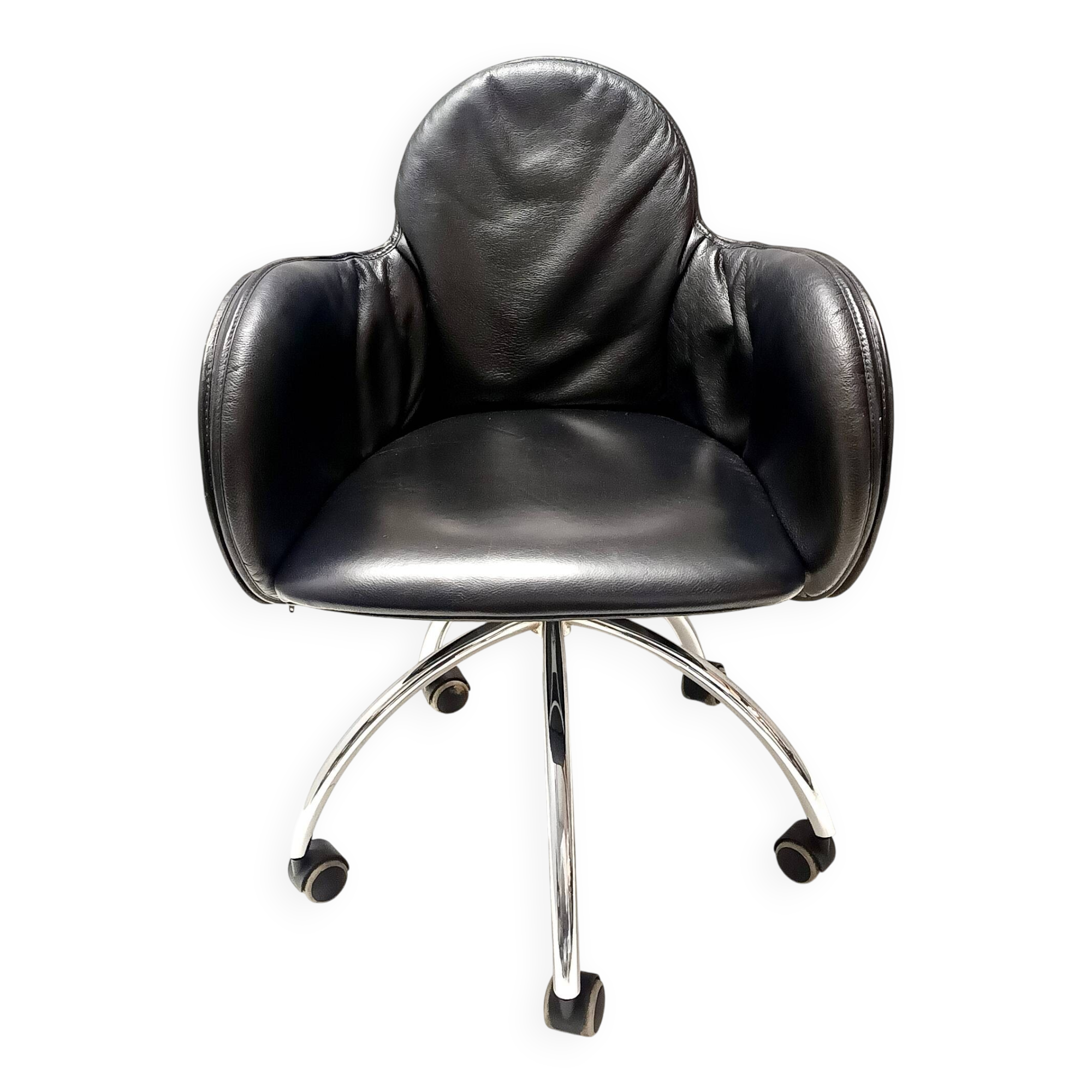 Black Leather Incisa Office Chair by Vico Magistretti for De Padova, 1992