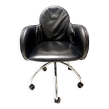 Black Leather Incisa Office Chair by Vico Magistretti for De Padova, 1992