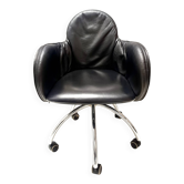 Chaise de bureau en cuir noir Incisa par Vico Magistretti pour De Padova, 1992