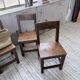 Set of 4 Savoyard pine folk art chairs from the 1950s.
