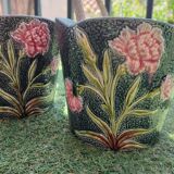 Paire de cache-pots en barbotine
