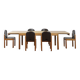 Adjustable dining set in oak and leather chairs by Van Den Berghe Pauvers