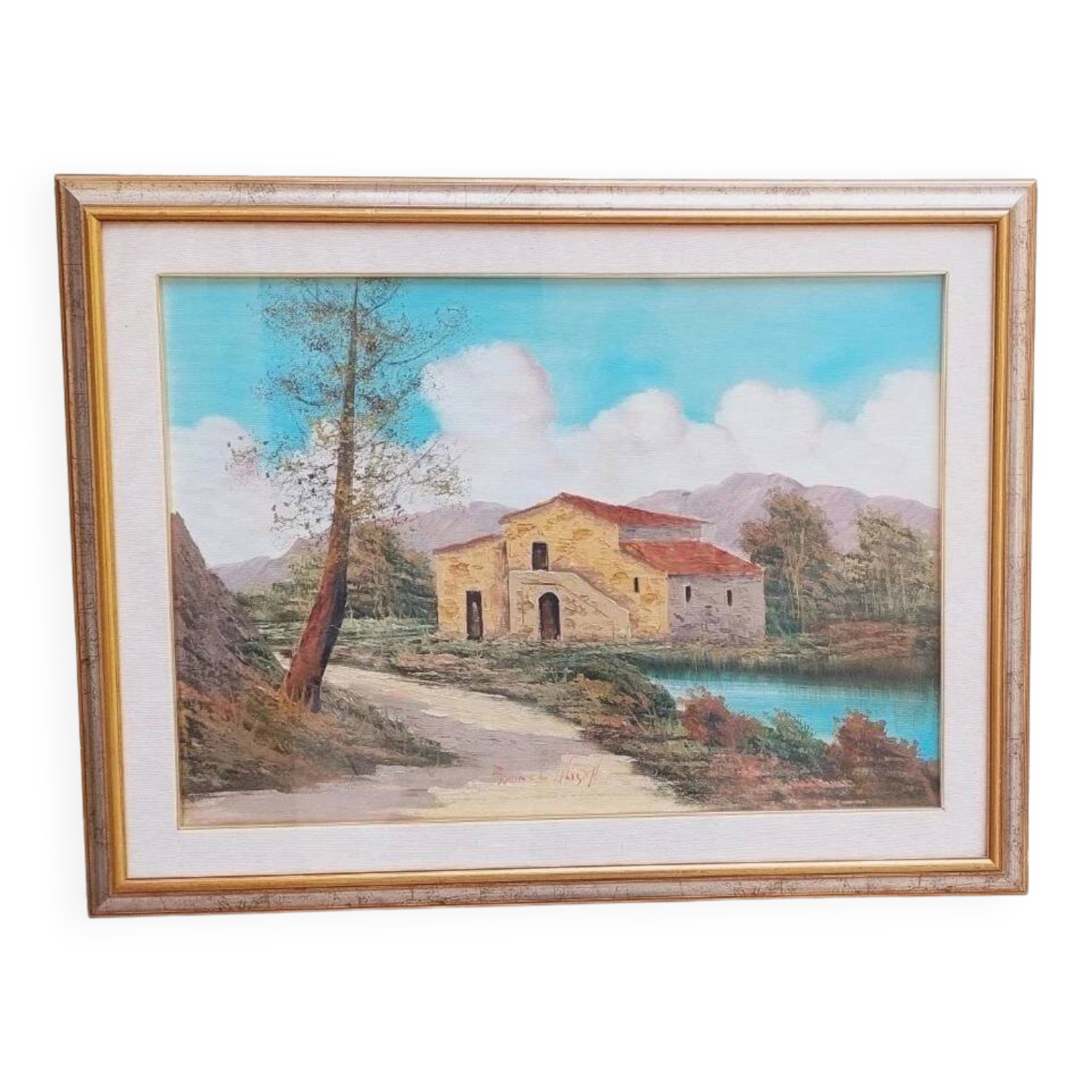 Oil painting on canvas Tuscan landscape R.MORELLI 50x70 60s/70s
