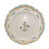 Old plate in earthenware of Nevers eighteenth Century with chantourné edges