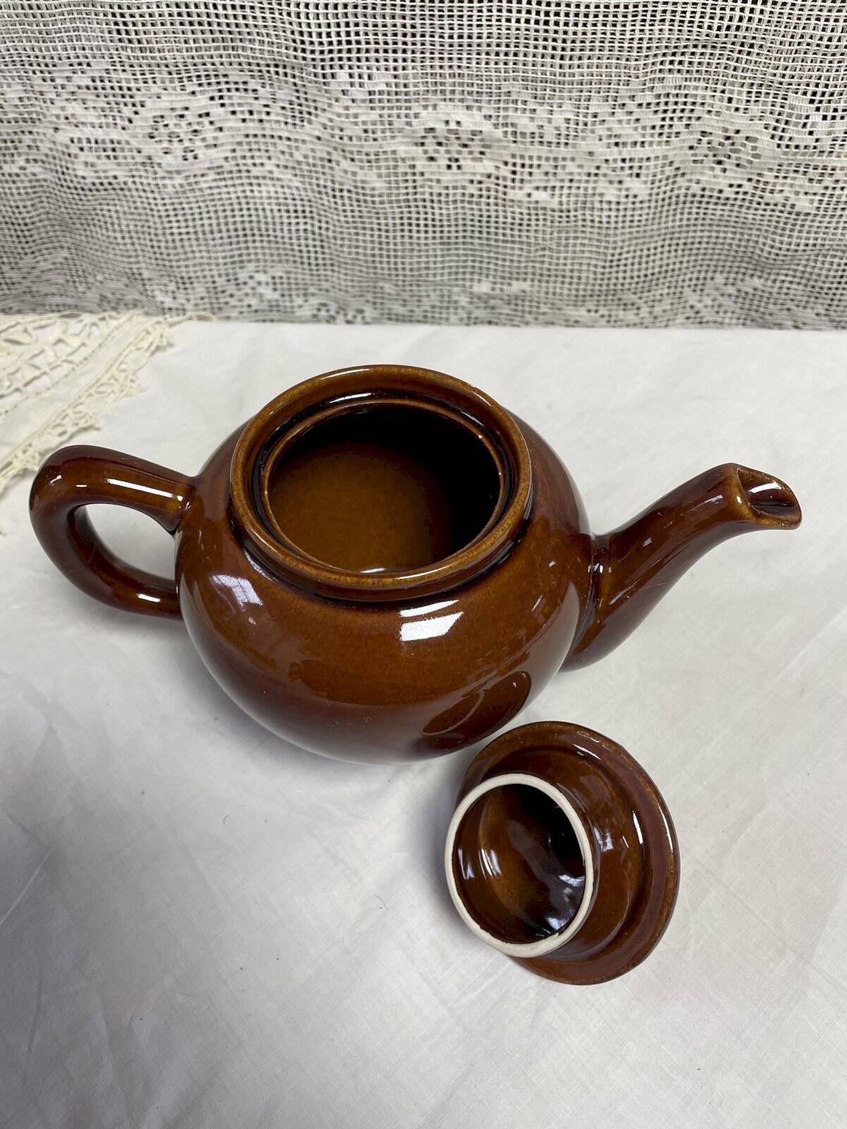 Brown glazed ceramic teapot