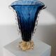 Vintage Murano glass vase by Barovier, royal blue with gold, 1960s.