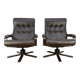 Mid Century Leather Swivel Chairs by Kebe