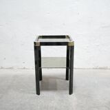 Table d'appoint vintage en métal, laiton et verre