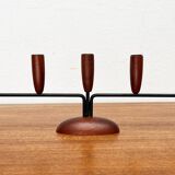 Teak candlestick in mid-century Danish string style, 1960s.