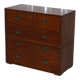 Commode de campagne estampillée Army & Navy C.S.L avec bureau rabattable