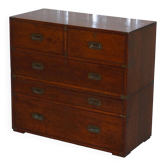 Commode de campagne estampillée Army & Navy C.S.L avec bureau rabattable