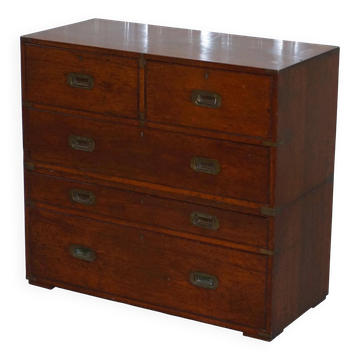 Campaign chest stamped Army & Navy C.S.L with drop-down desk.