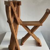 Pair of Teak Curule Armchairs