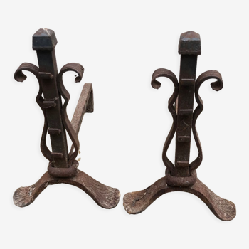 Pair of wrought iron chimney pegs