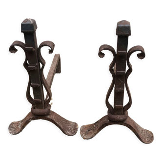 Pair of wrought iron chimney pegs