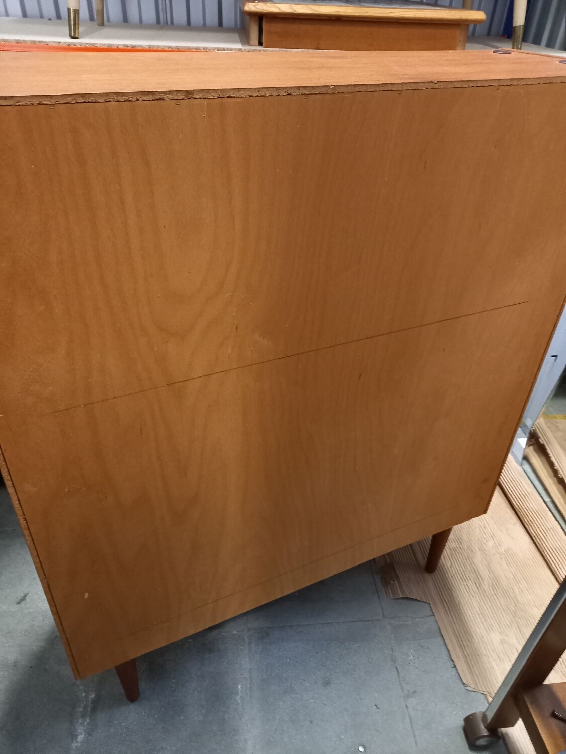 Vintage Danish bookcase / highboard with smoked glass doors