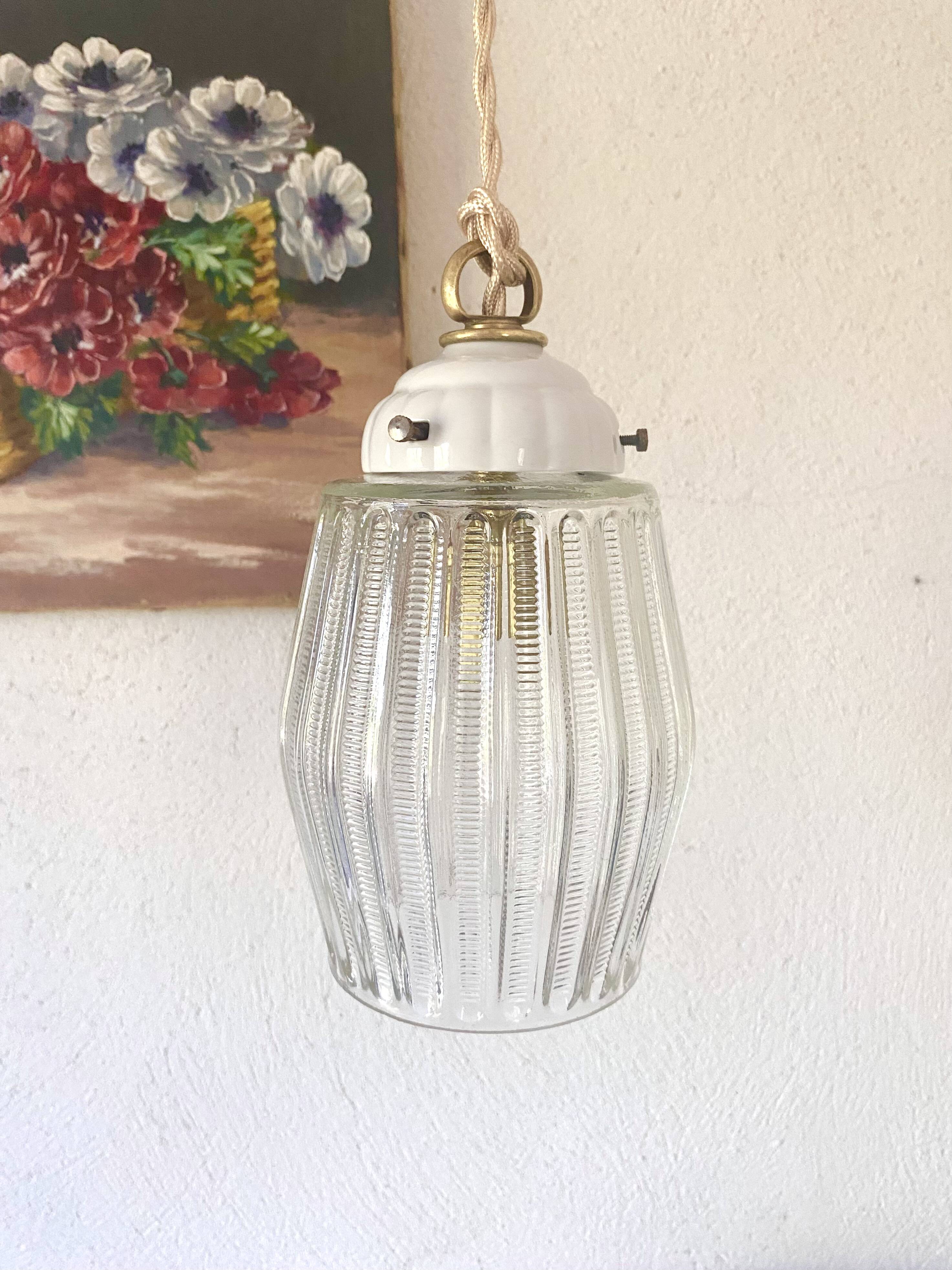 Glass pendant light, porcelain, ceramic ceiling light