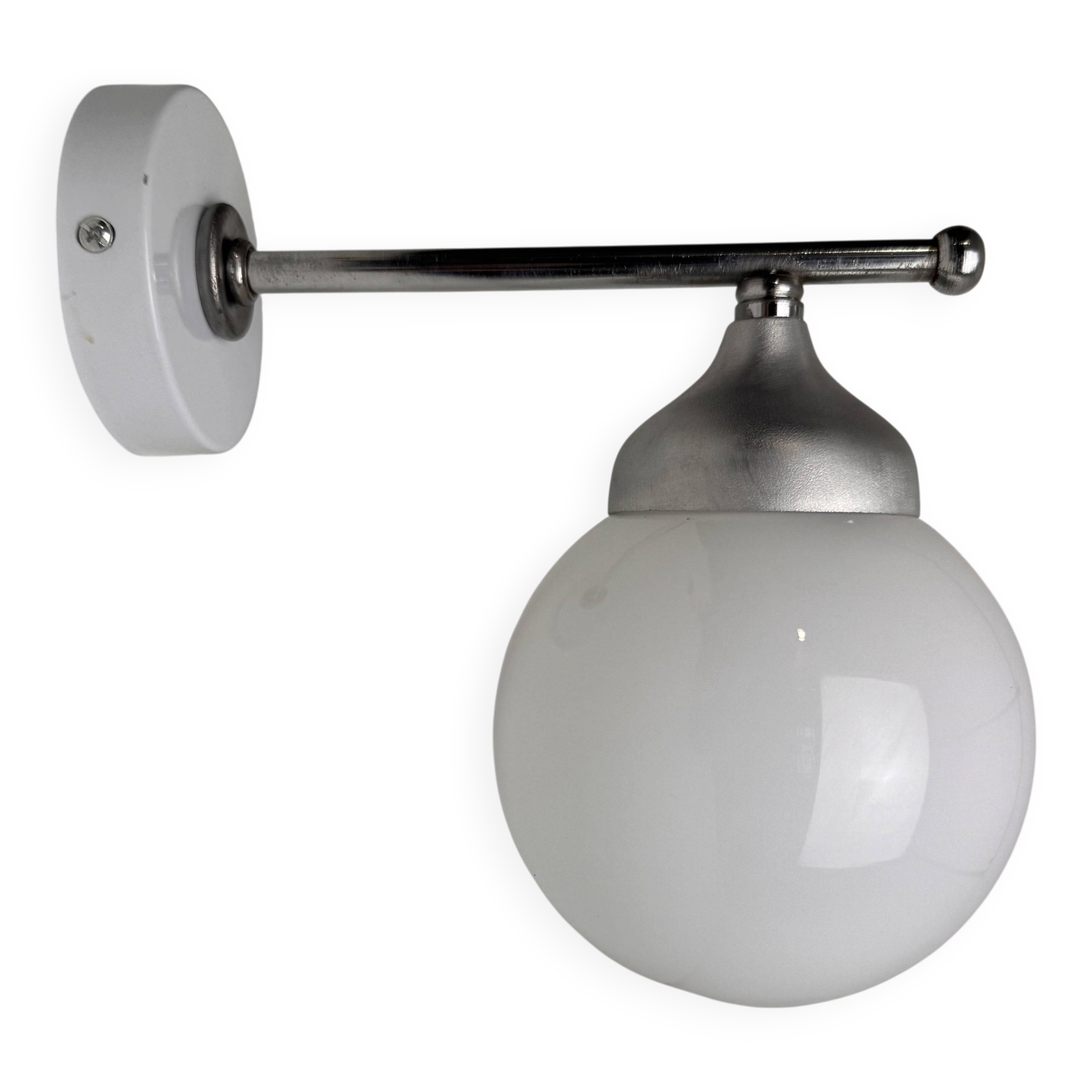 Vintage metal and opaline wall light