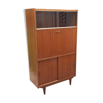 Secrétaire bureau vitrine vintage 1950-1960