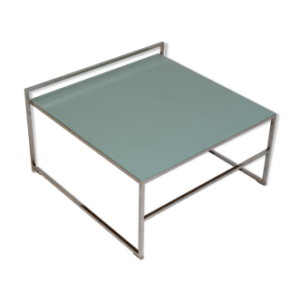 Poltrona Frau chrome and leather coffee table