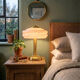 Art Deco mushroom table lamp, powdered pink Clichy glass
