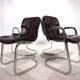 Set of four Cidue leather chrome cantilever chairs by Willy Rizzo, 1970