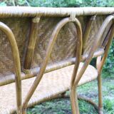 Rattan and wicker bench, vintage