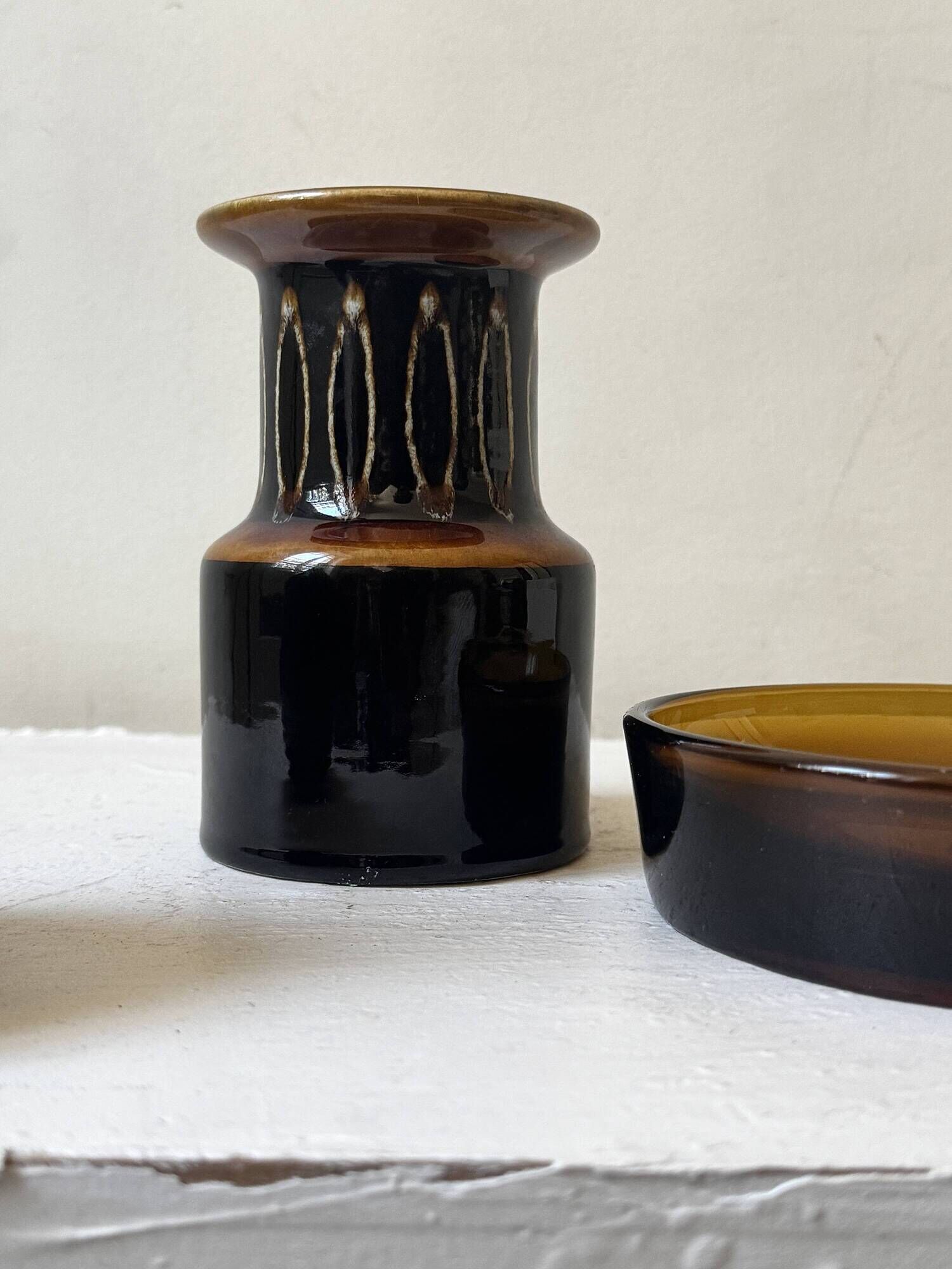 Ceramic vase Boch Freres, famous pottery from the 1970s.