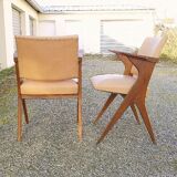 Chairs bridges vintage skai and wood feet compass